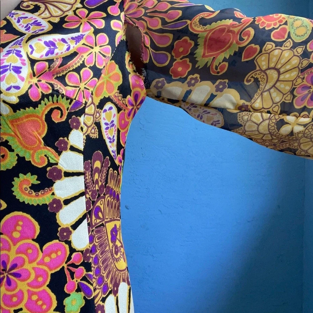 70s Retro Psychedelic Print Floral Maxi Dress - Picture 8 of 8